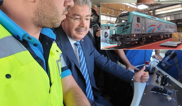 Vali Yılmaz, yerli ve milli elektrikli lokomotif E5000'i sürdü