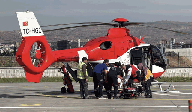 Sivas'ta  ayı saldırısına uğrayan vatandaş için ambulans helikopter havalandı