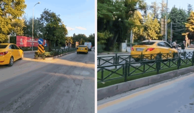 Eskişehir'de taksinin ters yön ihlali kamerada