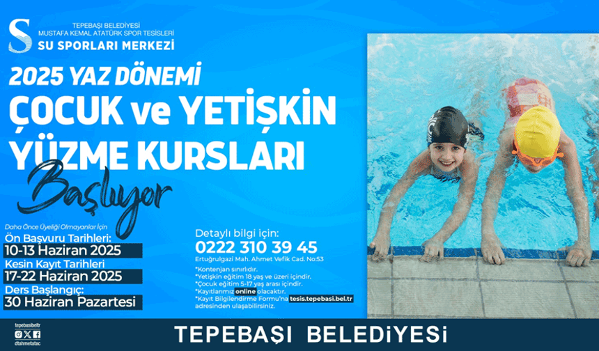 Tepebaşı Belediyesi'nden yaz dönemi yüzme kursu fırsatı