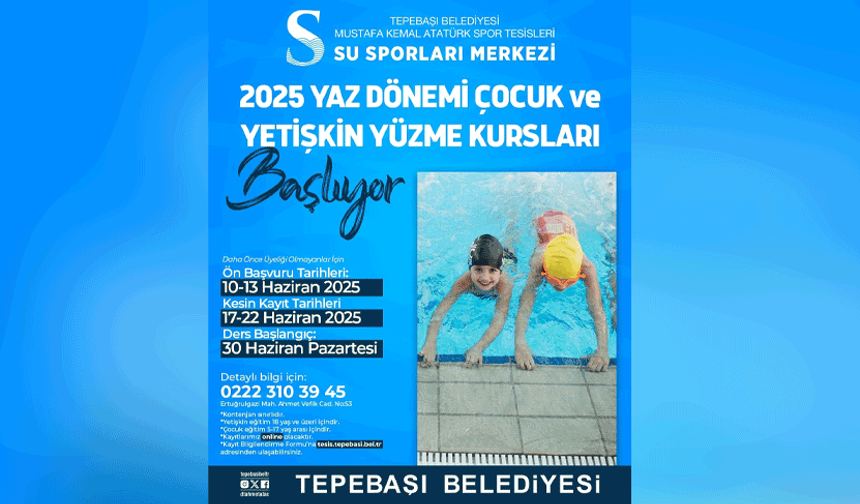 Tepebaşı’nda yüzme kursları için kayıtlar başlıyor
