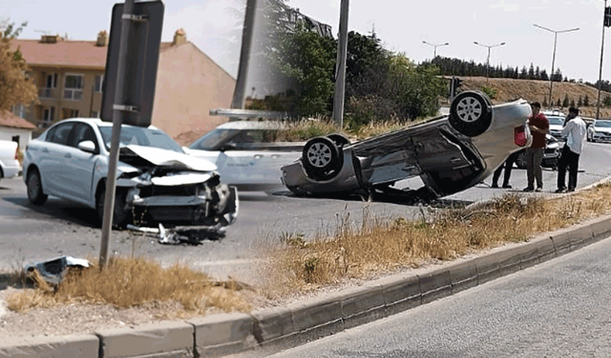 Eskişehir’de kavşakta feci çarpışma: Araç takla attı, 3 yaralı