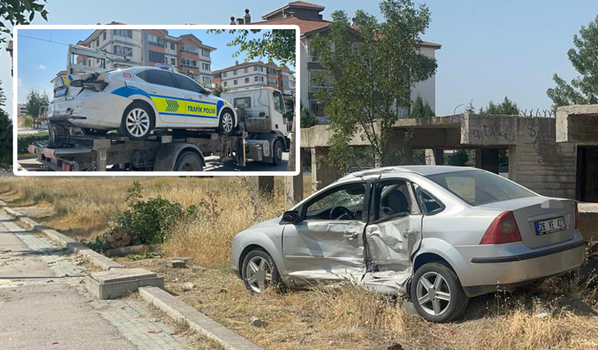 Eskişehir’de kazaya giden polis aracına otomobil çarptı: 1’i polis 3 yaralı