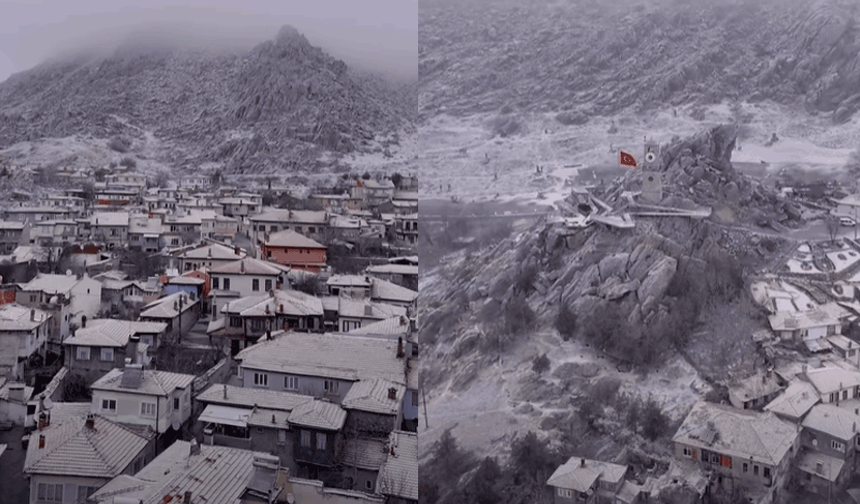 Sivrihisar kar yağışıyla kartpostallık görünüme büründü