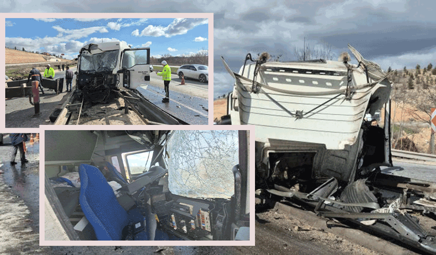 Eskişehir-Ankara yolunu savaş alanına çeviren kaza! Kireç yüklü tır hurdaya dön