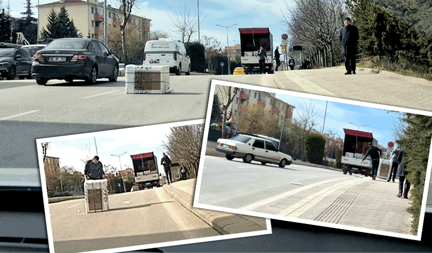 Eskişehir trafiğinde panik anları: Yük yola savruldu, faciadan dönüldü