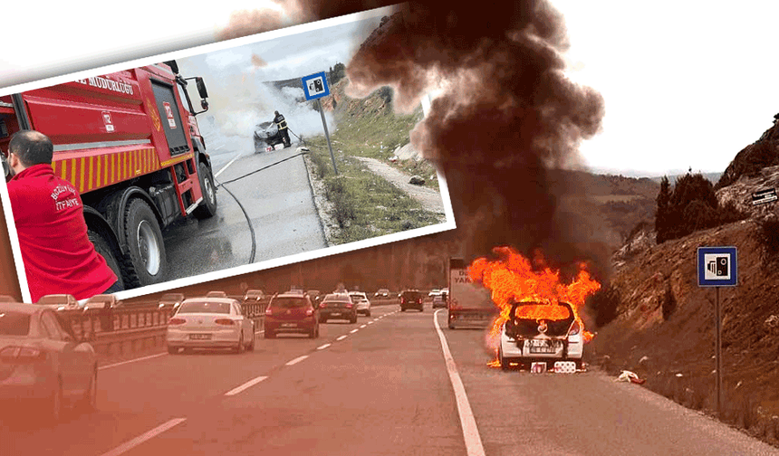 Eskişehir yolunda panik anları: Araç bir anda alev topuna döndü