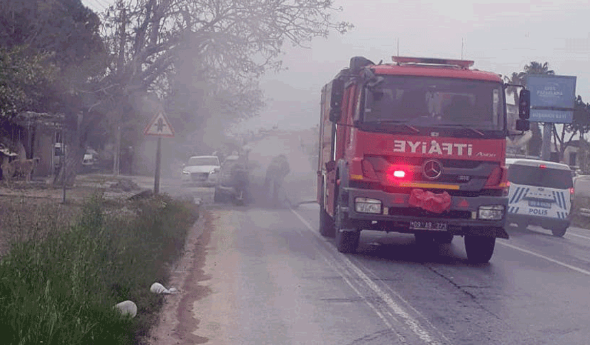 Aydın’da korkutan araç yangını