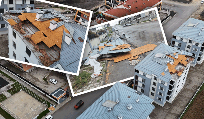 Eskişehir’de şiddetli fırtına bina çatısını uçurdu