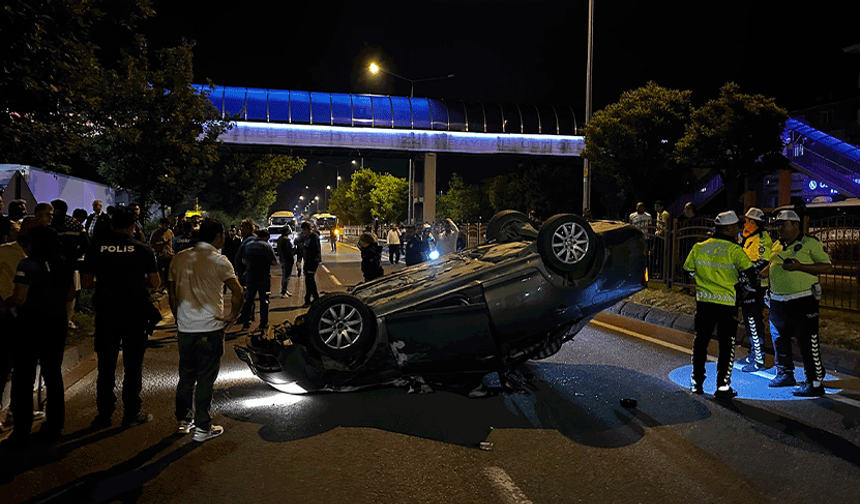 Bolu’da takla atan otomobilden  2 kişi burunları bile kanamadan kurtuldu