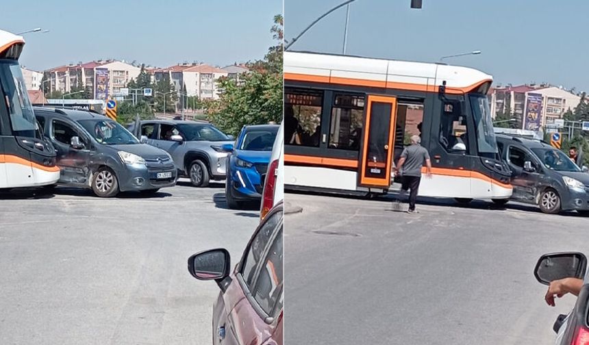 Eskişehir’de otomobille tramvay çarpıştı