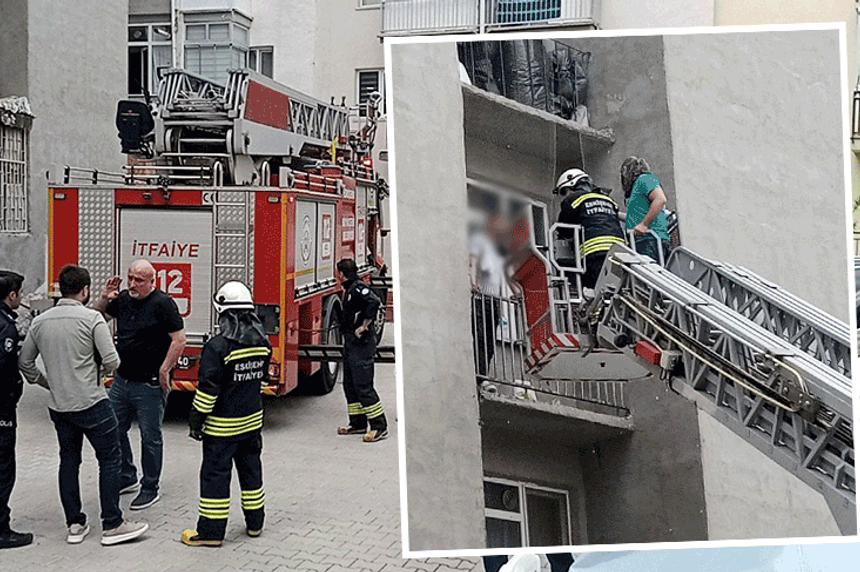 Eskişehir’de polisten kaçarken atladığı balkonda mahsur kaldı