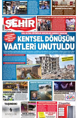 Şehir Gazetesi 30 Eylül 2025 Salı