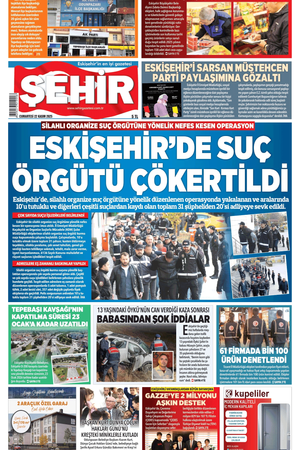 Şehir Gazetesi 22 Kasım 2025 Cumartesi