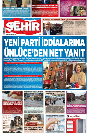 Şehir Gazetesi- 13 Haziran 2026 Cumartesi