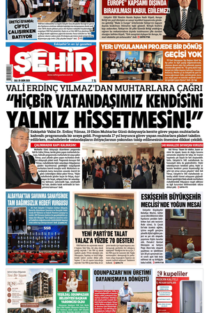 Şehir Gazetesi- 20 Ekim 2026 Salı