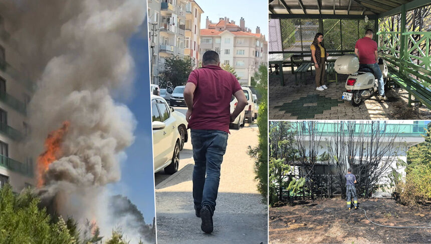 Eskişehir'de yangın: Apartman bahçesi alevlere teslim oldu