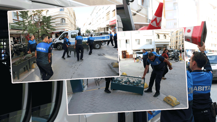 Tepebaşı’nda kaldırım işgaline zabıta müdahalesi: Malzemelere el konuldu